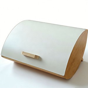 Caja de Pan de Bambú con Recipiente Metálico Hermético para Almacenamiento, Organizador de Alimentos para la Encimera de la Cocina, Contenedor con Tapa de Bambú, Venta al Por Mayor - Product Image 1