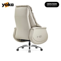 Chaise électrique intelligente en cuir : 160 °   Fauteuil inclinable, appui-tête réglable, robuste pour le télétravail