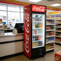 Nouveau réfrigérateur à boissons moderne et bon marché, réfrigérateur commercial vertical à porte vitrée pour magasin