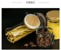 Bocaux à biscuits personnalisés en verre borosilicate transparent de grande taille pour la cuisine, avec couvercle hermétique en bambou pour la farine, le sucre, le café, les bonbons et les collations
