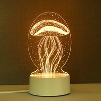 Lampe de projection LED 3D en acrylique en forme de méduse avec lumière chaude, décoration de chambre à coucher DIY