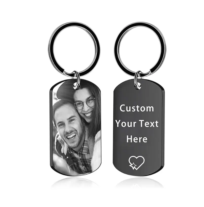 Personalized Custom Crystal Keychain with Picture Photo Customized Engraved Keyring with LED Light