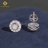 Pendientes de Botón Circulares de Plata de Ley 925 con Incrustaciones de Diamantes HPHT Cultivados en Laboratorio, Estilo Moderno, Envío Directo