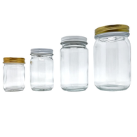Bocaux en verre sans BPA de 2 oz, 4 oz, 8 oz, 16 oz avec couvercle métallique pour miel, sauces, épices, beurre – Contenants de 1 livre