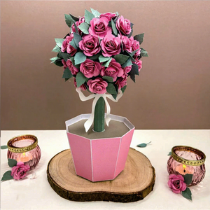 Decoración de Papel con Forma de Rosa, Maceta Geométrica Rosa, Decoración para el Día de San Valentín - Product Image 4