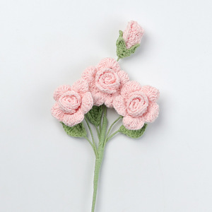 Fleurs artificielles éternelles en crochet faites <span class=keywords><strong>à</strong></span> <span class=keywords><strong>la</strong></span> main, motif <span class=keywords><strong>neige</strong></span> et cinq roses, pour petite amie, pour usage extérieur - Product Image 2