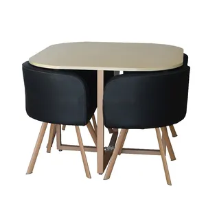 圆形餐桌椅套装4座餐具MDF表皮椅与传热