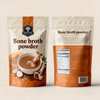 Sachet d'emballage alimentaire personnalisé imprimé numériquement, résistant à l'humidité, avec fermeture éclair, Doypack, pour poudre de bouillon d'os