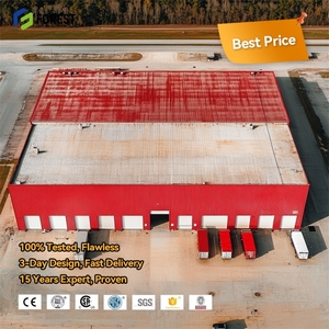 Entrepôt préfabriqué à structure métallique robuste avec grille de longue portée pour les services de soudage et de coupe de stockage de marchandises logistiques - Product Image 1