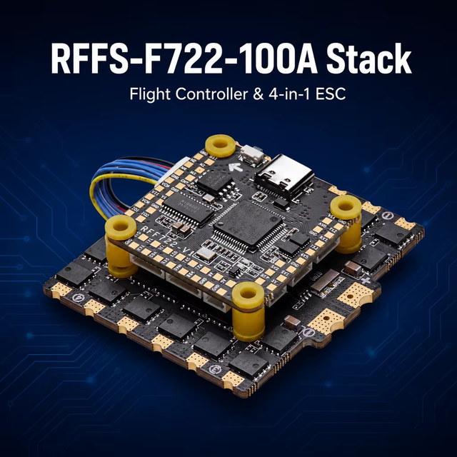 RFFS-F722-100A Stack Flight Controller FC &4-in-1 Electronic Speed Controller ESC STM32F722 2-8S LiPo Parts for FPV Drone