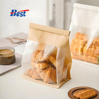 Sac à pain imprimé personnalisé 100% pochette en papier kraft à fond plat biodégradable avec fil