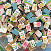 Set Mahjong Karakter Kupu-kupu Bambu Fu Shou He Xi Bertuah Gaya Oriental Baru untuk Hadiah, Pesta