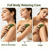 Rouleau de massage facial et Gua Sha en jade Xiuyan naturel pour le corps et le visage, anti-rides et amincissant