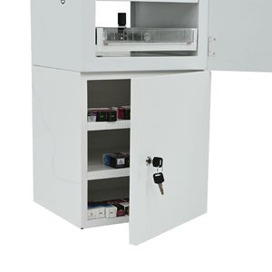 Vitrine à cigarettes personnalisée APEX, verrouillable, porte en acrylique blanc, plusieurs tiroirs et compartiments, étagères hautes avec éclairage LED pour le tabac - Product Image 5