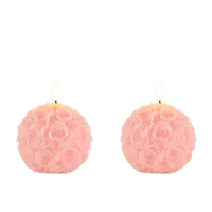 马蒂3d真火焰石蜡家居装饰婚礼粉色玫瑰球型发光二极管蜡烛