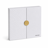 Boîte cadeau magnétique à double porte avec bord biseauté personnalisé, papier coton blanc gaufré