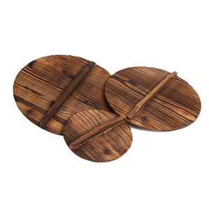 Couvercle de wok rond en bois naturel brun écologique léger de <span class=keywords><strong>14</strong></span> <span class=keywords><strong>pouces</strong></span> pour wok en fonte, poêle, poêlon - Product Image 5