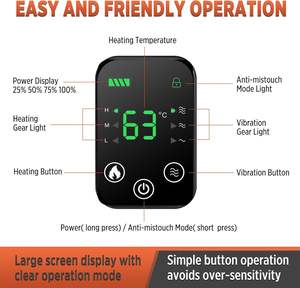 Ceinture chauffante sans fil pour soulagement de la douleur, avec vibrations, pour épaule, coude, genou, pied, masseur, batterie 4000 mAh, 65 niveaux de chauffage - Product Image 6