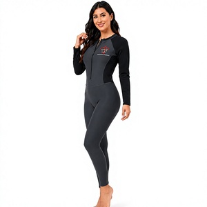 Maillot de bain une pièce pour femme, manches longues, fermeture éclair devant, color block, pour le surf, la plongée, la piscine et les sports nautiques - Product Image 3