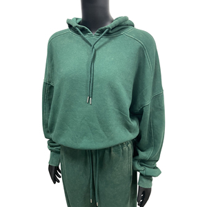 Ensemble de survêtement pour femme 2 pièces Y2K en polyester/coton lavé écologique, pantalon cargo et sweat à capuche en molleton pleine longueur - Product Image 3