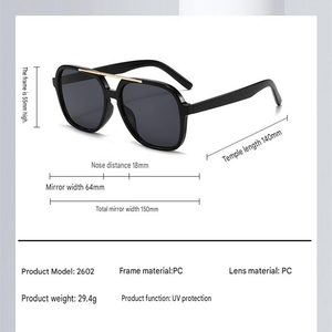 Custom Logo 2026 Fashion Men Women Big <b>Frame</b> Pilot Sun Glasses Gradient Lens Shades UV400 Double Bridge <b>Square</b> <b>Sunglasses</b> - Product Image 5