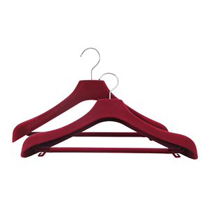 Cintre en velours rouge durable et élégant pour robe de mariée, cintre antidérapant avec barre transversale, couleur et logo personnalisés - Product Image 1
