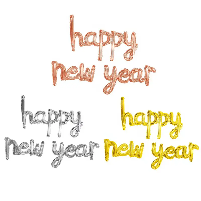 Mutlu yeni yıl partisi dekorasyon mutlu yeni yıl seti tek parça alüminyum filmi balon mektup mutlu yeni yıl