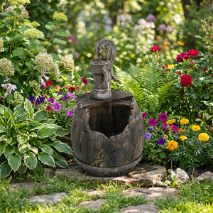 <span class=keywords><strong>Fontaine</strong></span> <span class=keywords><strong>solaire</strong></span> d'extérieur moderne shabby chic faite à la main, pompe à eau en résine, boule submersible à batterie DC, design <span class=keywords><strong>zen</strong></span>, diamètre 36 cm, pour <span class=keywords><strong>jardin</strong></span> - Product Image 6
