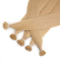 Extensiones de Cabello con Queratina de Doble Trama, Color Rubio, Extensiones de Cabello Pre-Adheridas con Pegamento, 100% Cabello Humano con Punta en U para Mujer