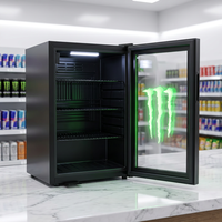 Pour les boissons énergisantes : Réfrigérateur commercial Monster Mini avec porte vitrée pour boissons, équipement de réfrigération avec logo LED personnalisé