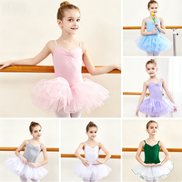 Justaucorps de danse à bretelles spaghetti avec jupe tutu à 3 couches pour gymnastique, performance scénique et entraînement de danse pour filles