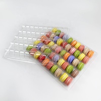 Plateau de présentation en plastique PET pour macarons, 50 cavités, boîte d'emballage transparente pour desserts, conteneur