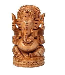 Escultura de Ganesha de Madera Hecha a Mano, Ídolo Tradicional Tallado a Mano del Dios Ganesha, Decoración Religiosa y Espiritual para el Hogar, Adorno de Mesa para Interiores - Product Image 1