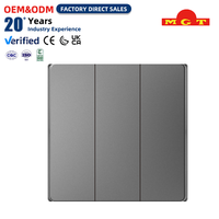 Interrupteur mural double commande OEM, finition gris mat électroplaqué, panneau plat 10A, anti-rayures