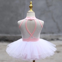 Justaucorps de ballet en dentelle à col halter pour filles avec jupe en maille séparée, costume de danse sans manches pour enfants, entraînement et performance de ballet