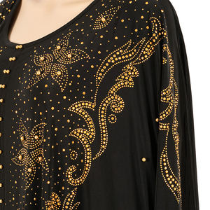 Solemn — Robe Abaya en perles noires pour femmes, avec Hijab, musulmane, manches chauve-souris, Cardigan, magnifique et délicat, vêtements arabes de dubaï, pour dames - Product Image 5