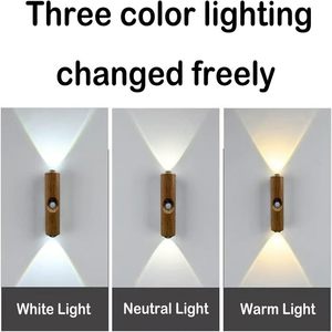 Lámpara Nocturna Inteligente Recargable por USB, Lámpara LED de ABS para Dormitorio, Mesita de Noche, Inducción Magnética, Escalera, Ambiente de Pared, Atenuación de Tres Colores - Product Image 4