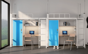 Sinh viên giá rẻ ký túc xá phòng ngủ đồ nội thất căn hộ sử dụng sắt Loft giường với cầu thang máy tính bàn và tủ quần áo tủ quần áo với kệ sách - Product Image 6