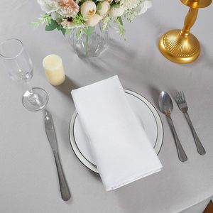 Serviettes en tissu 100 % polyester en gros, 20x20 pouces, blanches, lavables, avec bords ourlés, pour restaurant, mariage, hôtel - Product Image 1