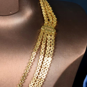 HIBRIDE Big Gold Plated Zirconia 4PCS Conjunto de collar y aretes CZ <span class=keywords><strong>Dubia</strong></span> Nigeria Mujeres Nupcial Conjuntos de joyería de boda Bijoux N-1137 - Product Image 3