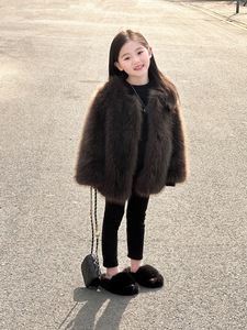 Abrigo de Piel Sintética Macaron para Niñas, Manga Larga, Cálido, Corto, para Invierno, Venta al Por Mayor, OEM - Product Image 4