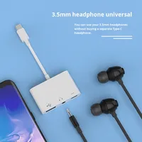 Adaptador y Hub USB-C 3 en 1 al por mayor OEM con puerto USB 3.0, conector de audio AUX, carga rápida OTG para teléfonos móviles