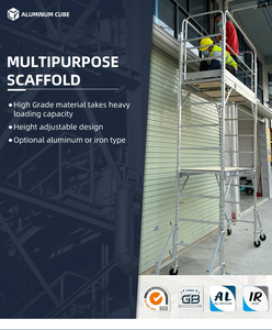 <span class=keywords><strong>Tour</strong></span> d'échafaudage mobile en aluminium robuste, capacité de charge de 300 kg, empilable (<span class=keywords><strong>2</strong></span> unités), pour la rénovation d'hôtels, les ateliers et la construction extérieure - Product Image 4