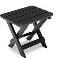 Table d'appoint pliante d'extérieur en HDPE, résistante aux intempéries, compacte et portable, pour patio, véranda, piscine, noire, 118" D x 157" L x 157" H, fabriquée en Chine