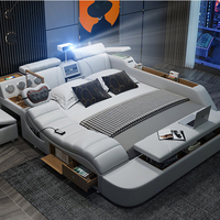Meubles de chambre à coucher modernes Lit en cuir avec haut-parleur Chargeur USB Canapé-lit avec massage