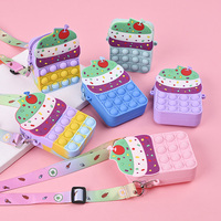 Jouets pour enfants porte-monnaie en silicone presse à bulles en forme de crème glacée petit sac à bandoulière porte-monnaie