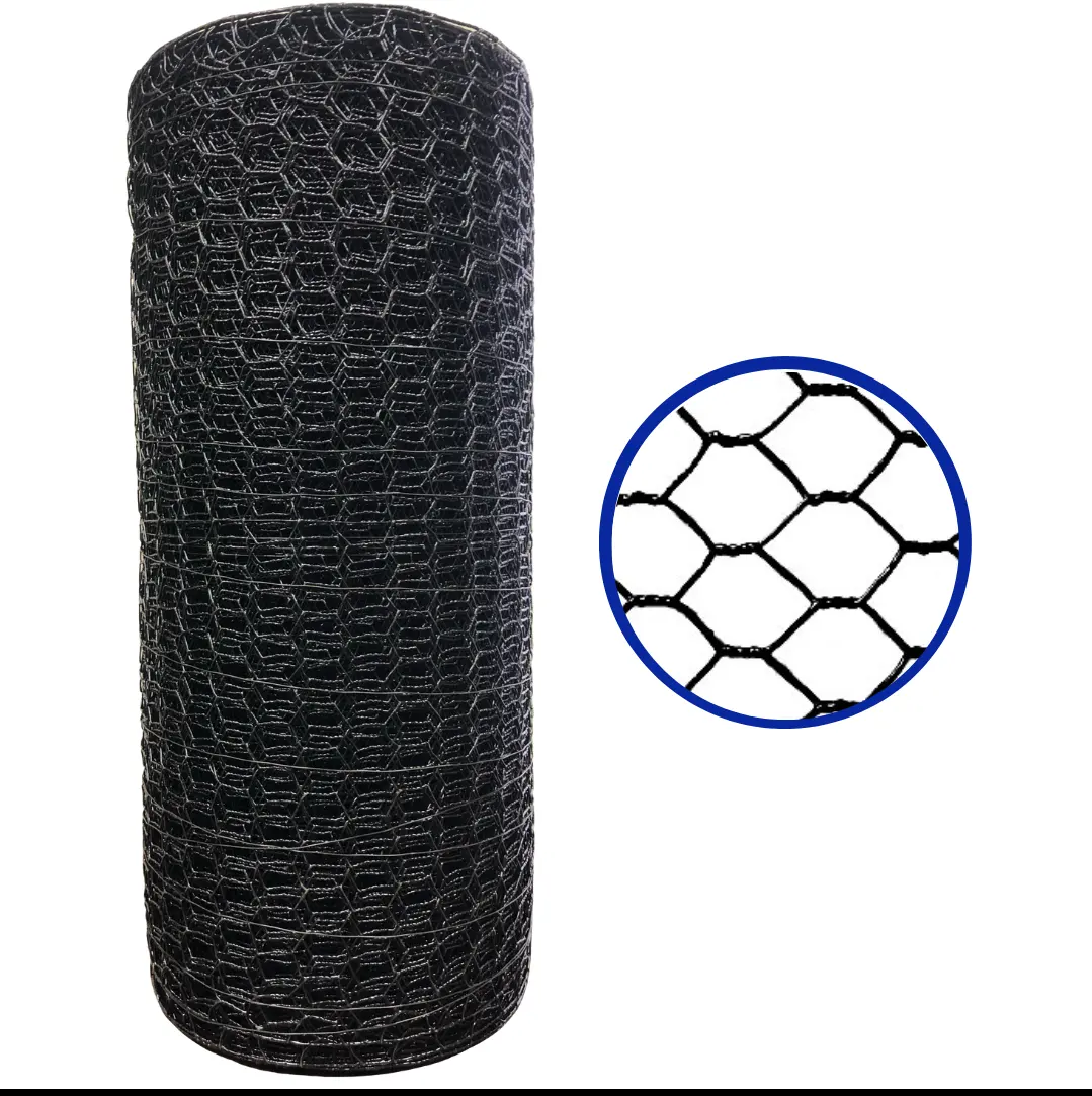 20 Gauge Black Vinyl Coated Poultry Hex Netting with 1 Inch Mesh, 6 ft. x 150 ft.