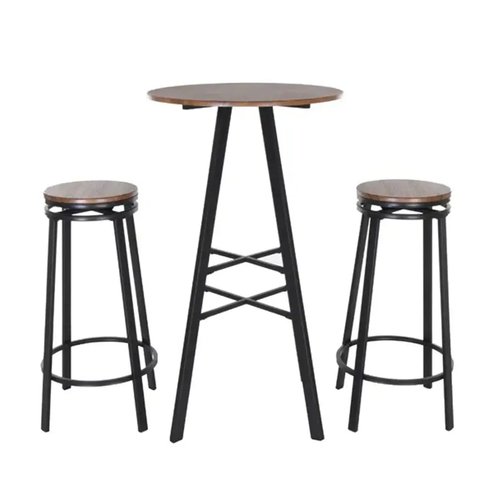 NBHY 3 Pcs Kitchen Round Breakfast Nook Counter Height Coffee Table Pub Bar Dining Set Table and Stools