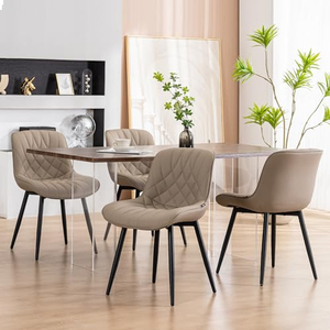 Chaises de salle à manger économiques en gros pour banquets et restaurants – Chaises de salle à manger modernes et minimalistes en tissu aspect lin matelassé à bas prix - Product Image 2