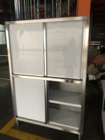 Gabinete de Cocina Comercial de Acero Inoxidable con Puerta Corredera para Servicio de Alimentos, Restaurante, Hotel, Gran Capacidad de Almacenamiento